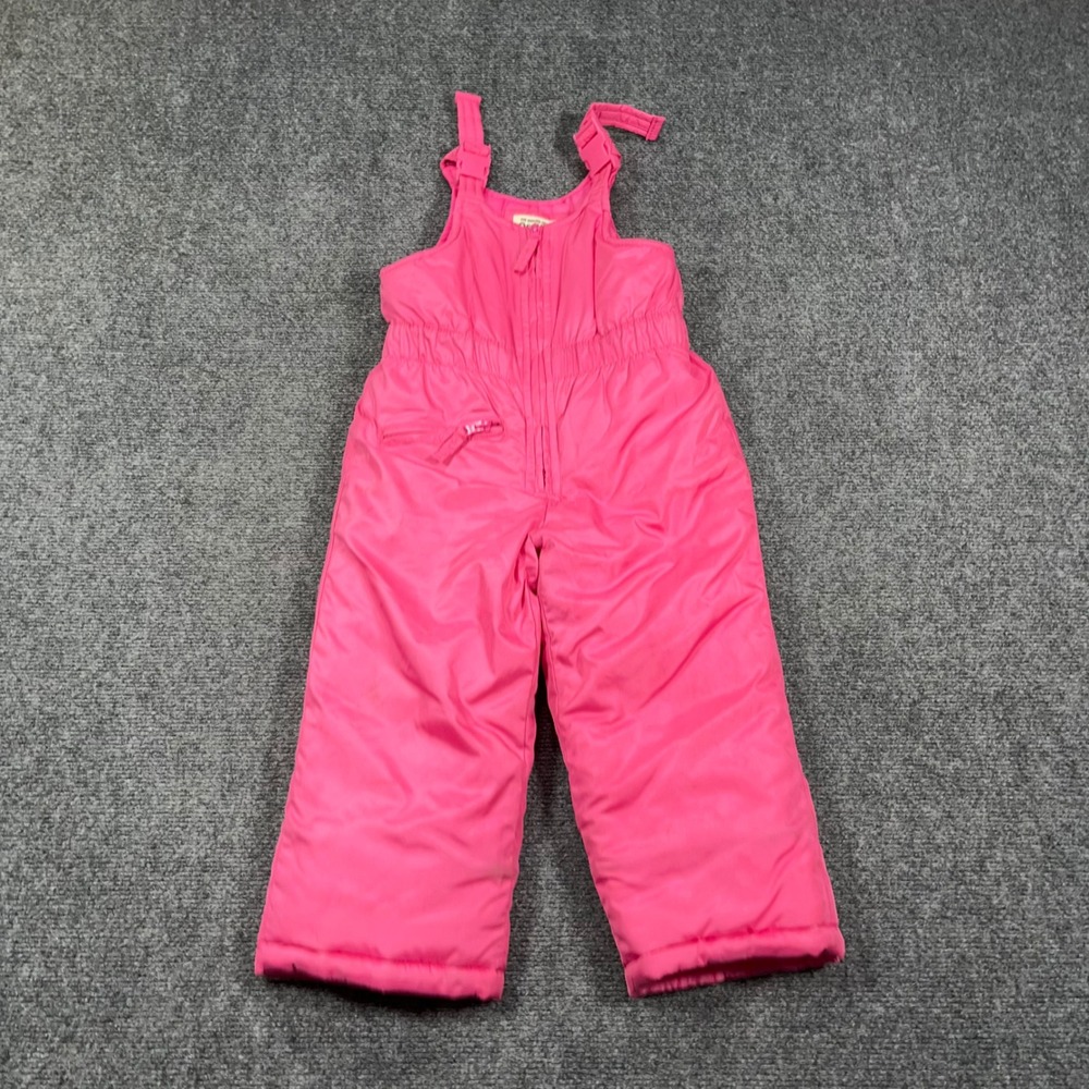 OshKosh B'gosh Snow Bibs Toddler Girls 3T Padded Insulated Pink Overalls Winter